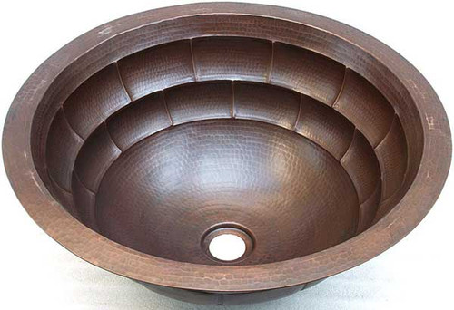 Tortoise block design in hammered copper round sink