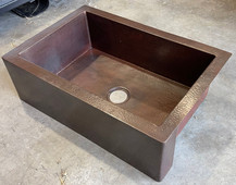 Hammered copper farmhouse apron front sink