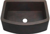 Rounded front farmhouse copper kitchen sink