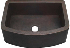 Rounded front farmhouse copper kitchen sink