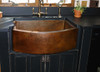 Rounded front farmhouse copper kitchen sink.
NC-Natural Copper