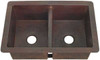 Hammerd copper kitchen sink with double equal bowls and lower divider