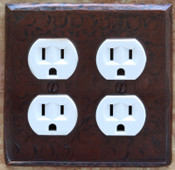Double outlet plug hammered copper plate cover