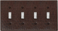 Quad toggle switchplate cover in hammered copper