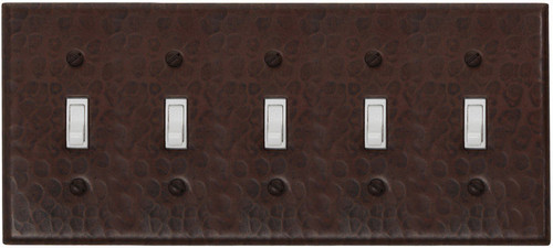 5 gang toggle copper switch plate combo
