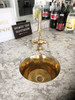 CUSTOMER PHOTO Installed RBV14-SB SHINY BRASS round hammered brass bar sink.