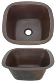 SBV13-Small Square Hammered Copper Bar Sink in Dark Patina