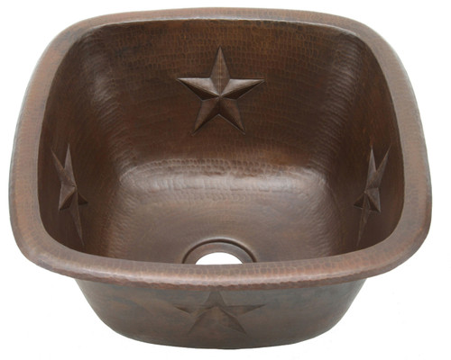 Square copper bar sink with star design