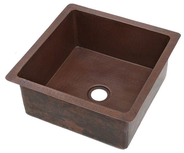 Copper Square Bar Bar/Prep Sink Hammered Copper Sinks Direct