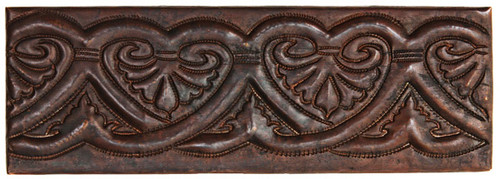 TL019-2"x 6" Heart Design copper tile liner