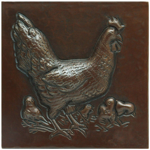 Hen and chicks designer copper tile