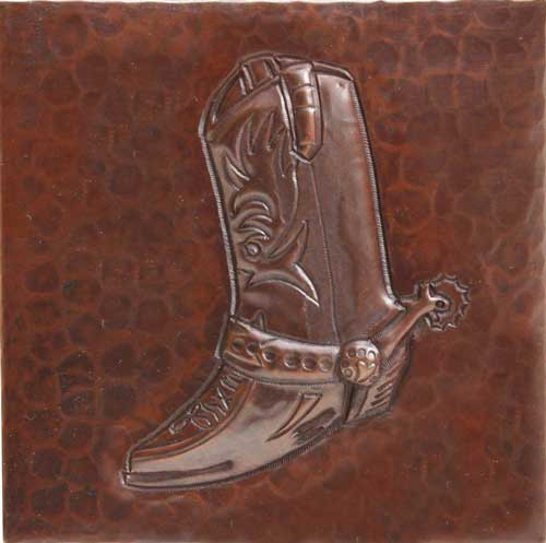 Cowboy boot design copper tile