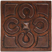 Graphic floral design copper tile