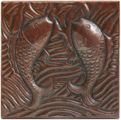 Pisces Fish hammered copper tile TL260