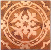Baroque etched hammered copper tile in fired patina. 8x8 size