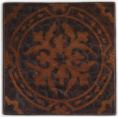 TL314BQ Baroque etched design on hammered copper in dark patina