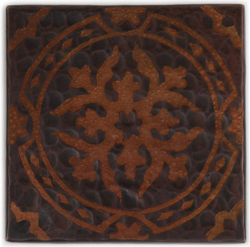 TL314BQ Baroque etched design on hammered copper in dark patina
