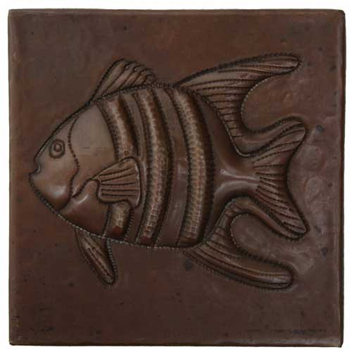 Tropical fish design copper tile