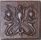 Floral Arts and Crafts design copper tile