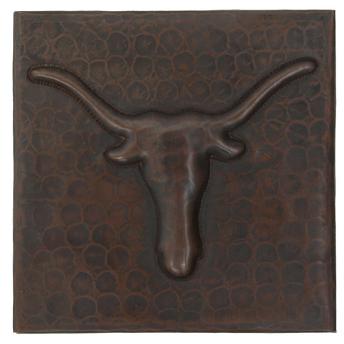 Longhorn design copper tile