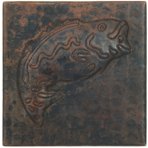 Bass fish design copper tile