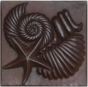 Sea Shells and Starfish design copper tile