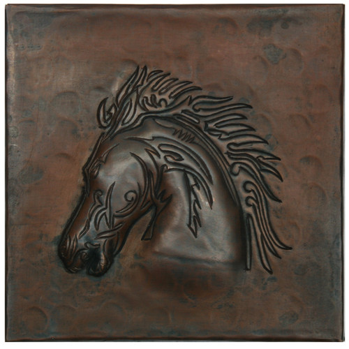 Stallion head design copper tile