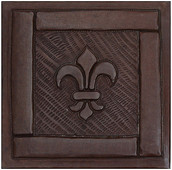 Framed Fleur De Lis design copper tile