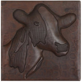 Cow design copper tile