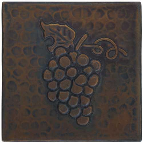Grape design copper tile