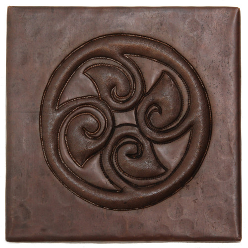 Circle of leaves design copper tile