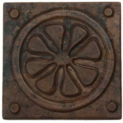 Daisy Circle hammered copper tile