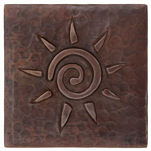 Infinity Sun design copper tile