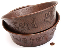 copper pet bowl set for food and water
