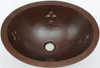 Oval copper sink with Fleur De Lis Designs