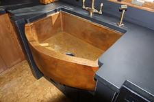 FHA33W1R-Rounded front farmhouse sink in Cafe Patina Color