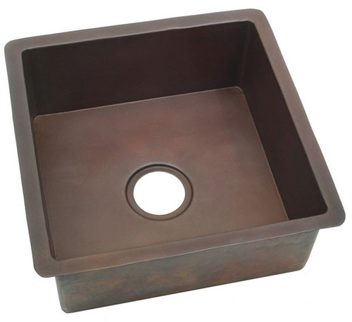 Smooth copper square bar sink.