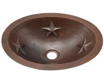 Small oval copper sink with stars