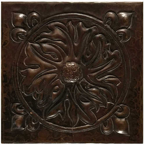 Foliage Medallion hammered copper tile TL229