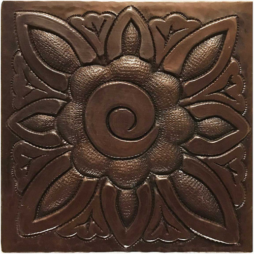 Floral Medallion hammered copper tile TL233