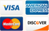 We accept Visa, American Express, MasterCard, and Discover card.