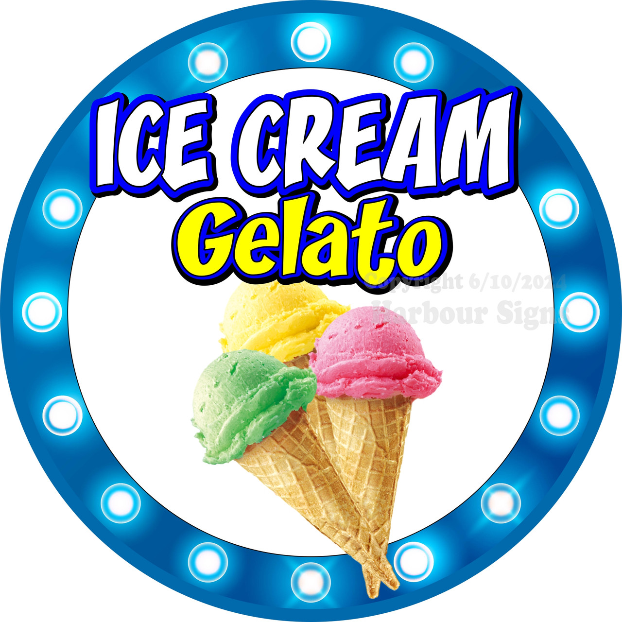 Sweet! Set Of 14 Ice Cream Cone Decals - Vinyl Stickers For Food Trucks, Concessions & Restaurants 10 thumbnail image