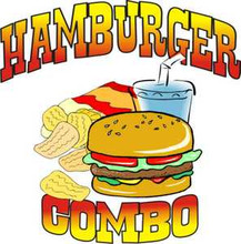 Hamburger Combo Restaurant Concession Cart Food Vinyl Sign Decal