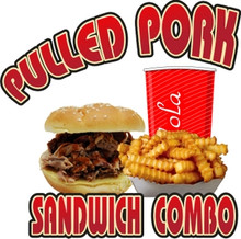 Pulled Pork Sandwich Combo Fries Drink Restaurant Concession Decal