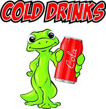 Cold Drinks Soda Coke Gecko Concession Drinks Foods Vinyl Decal