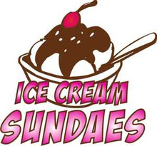 Ice Cream Sundae Concession Restaurant Vinyl Menu Sign Decal