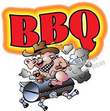 BBQ Barbeque Pork Pig Restaurant Food Truck Concession Sign Vinyl Decal 14" 