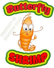 Butterfly Shrimp Seafood Restaurant Food Vinyl Sign Decal