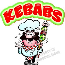 Kebabs Chef Restaurant Concession Vinyl Food Sign Decal