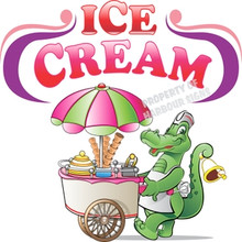Ice Cream Gator Concession Restaurant  Food Truck Vinyl Sign Decal